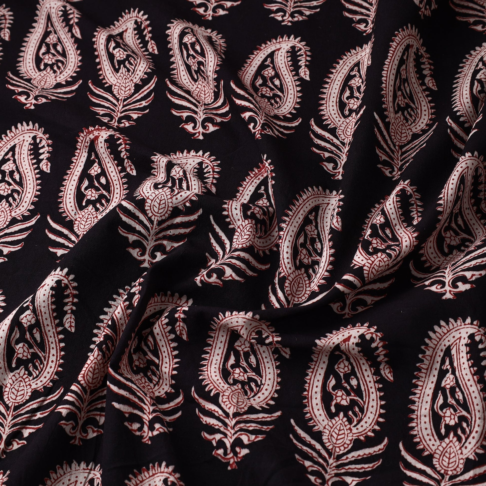 Black - Bagh Block Printed Cotton Fabric 23