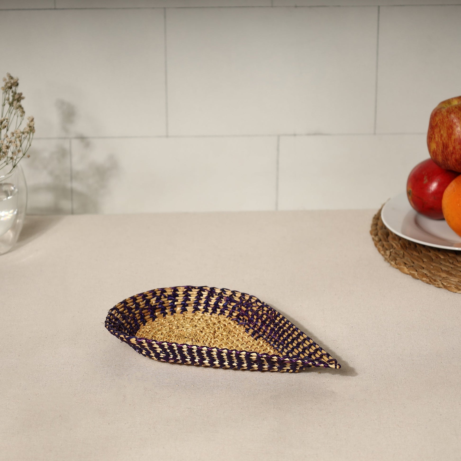 Beige - Handmade Sikki Grass Multipurpose Tray (Small)