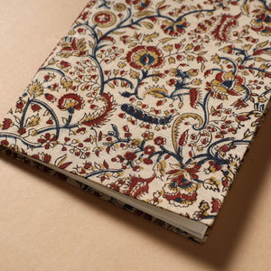 Beige - Kalamkari Fabric Cover Handmade Paper Notebook (9 x 7 in)