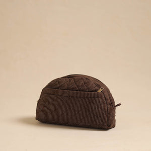 Brown - Handcrafted Cotton Quilted Cosmetic Pouch 02
