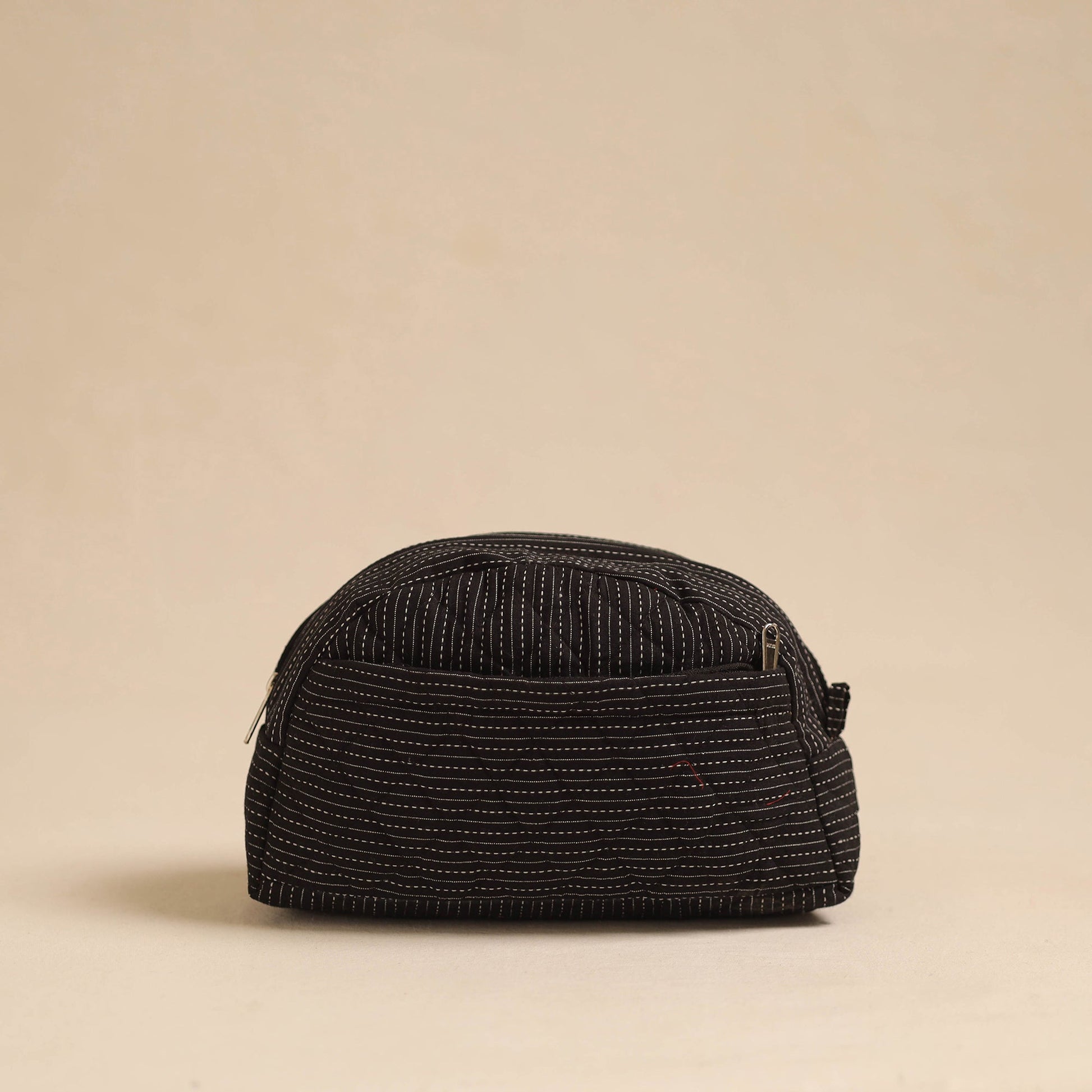 Black - Handcrafted Cotton Quilted Cosmetic Pouch 04