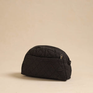 Black - Handcrafted Cotton Quilted Cosmetic Pouch 04