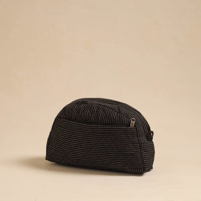 Black - Handcrafted Cotton Quilted Cosmetic Pouch 04