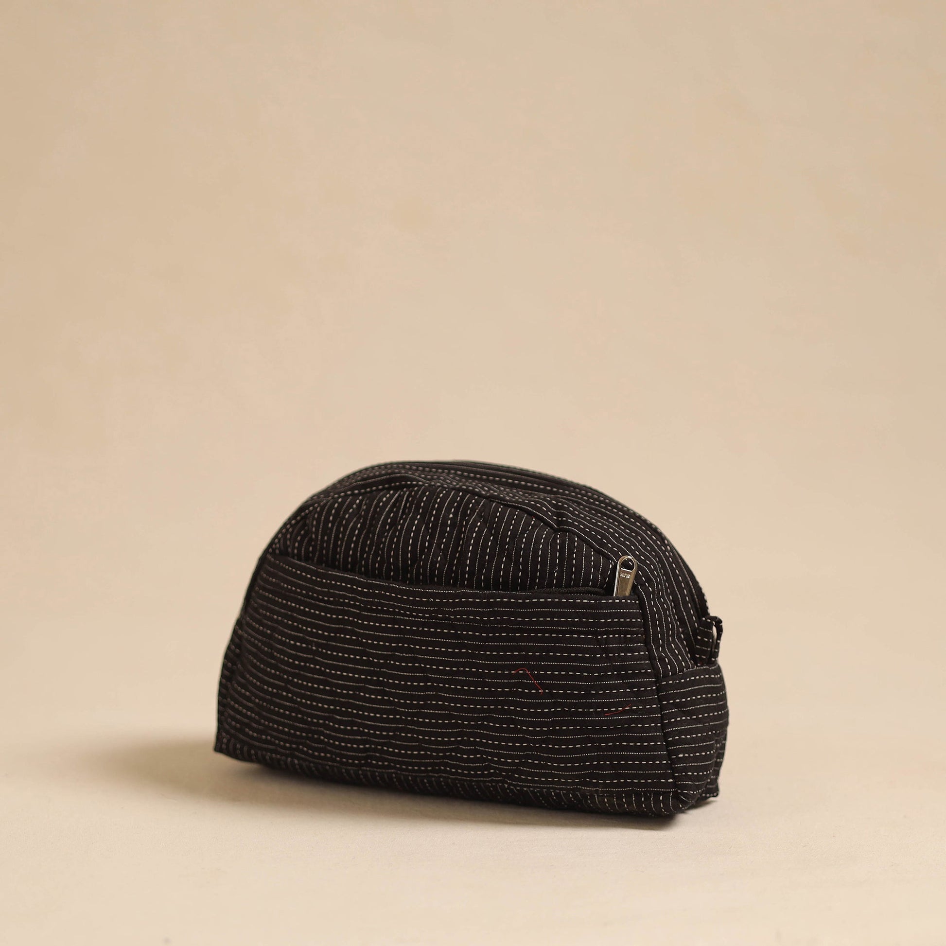 Black - Handcrafted Cotton Quilted Cosmetic Pouch 04