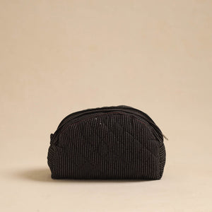 Black - Handcrafted Cotton Quilted Cosmetic Pouch 04