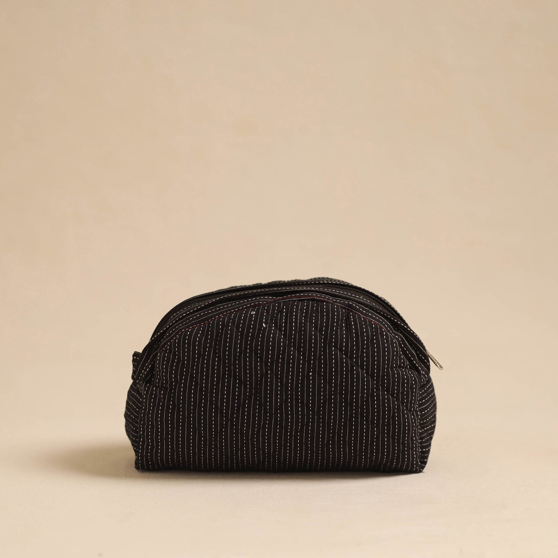 Black - Handcrafted Cotton Quilted Cosmetic Pouch 04
