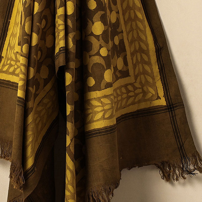 Brown - Jhiri Handloom Hand Block Printed Pure Cotton Towel