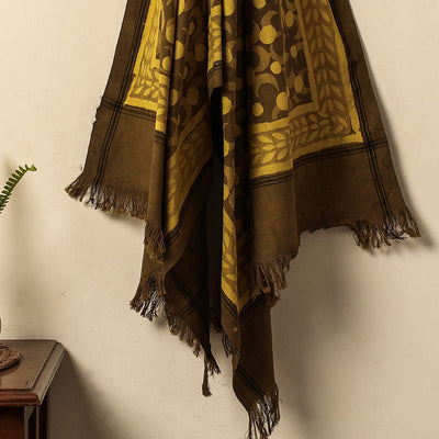 Brown - Jhiri Handloom Hand Block Printed Pure Cotton Towel