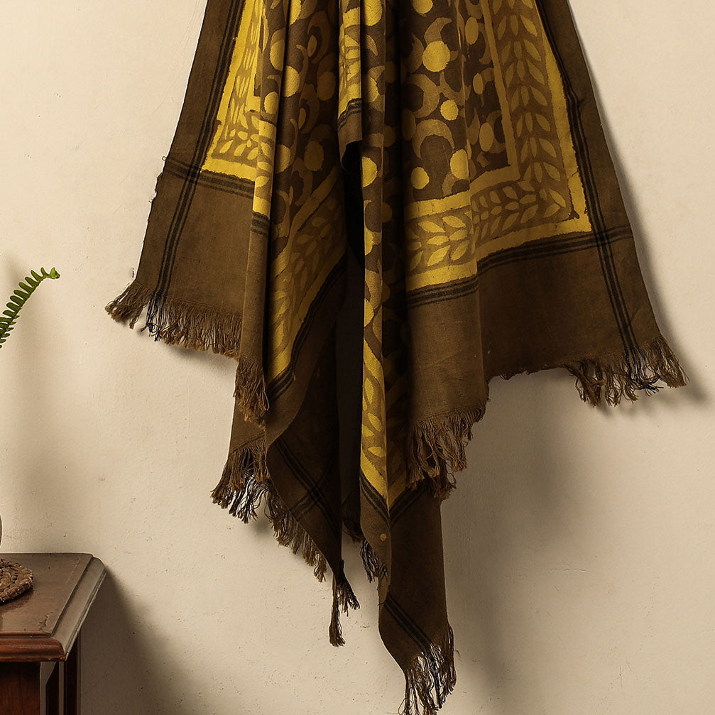Brown - Jhiri Handloom Hand Block Printed Pure Cotton Towel