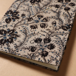 Beige - Kalamkari Fabric Cover Handmade Paper Notebook (9 x 7 in)