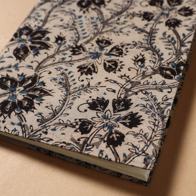 Beige - Kalamkari Fabric Cover Handmade Paper Notebook (9 x 7 in)