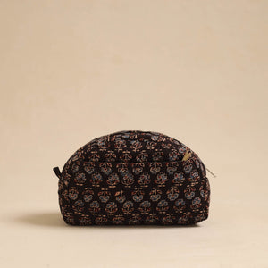 Black - Handcrafted Cotton Quilted Cosmetic Pouch 07