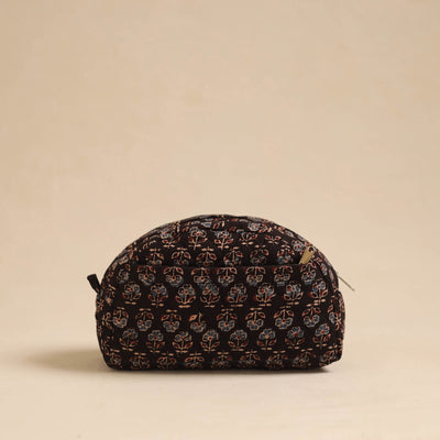 Black - Handcrafted Cotton Quilted Cosmetic Pouch 07