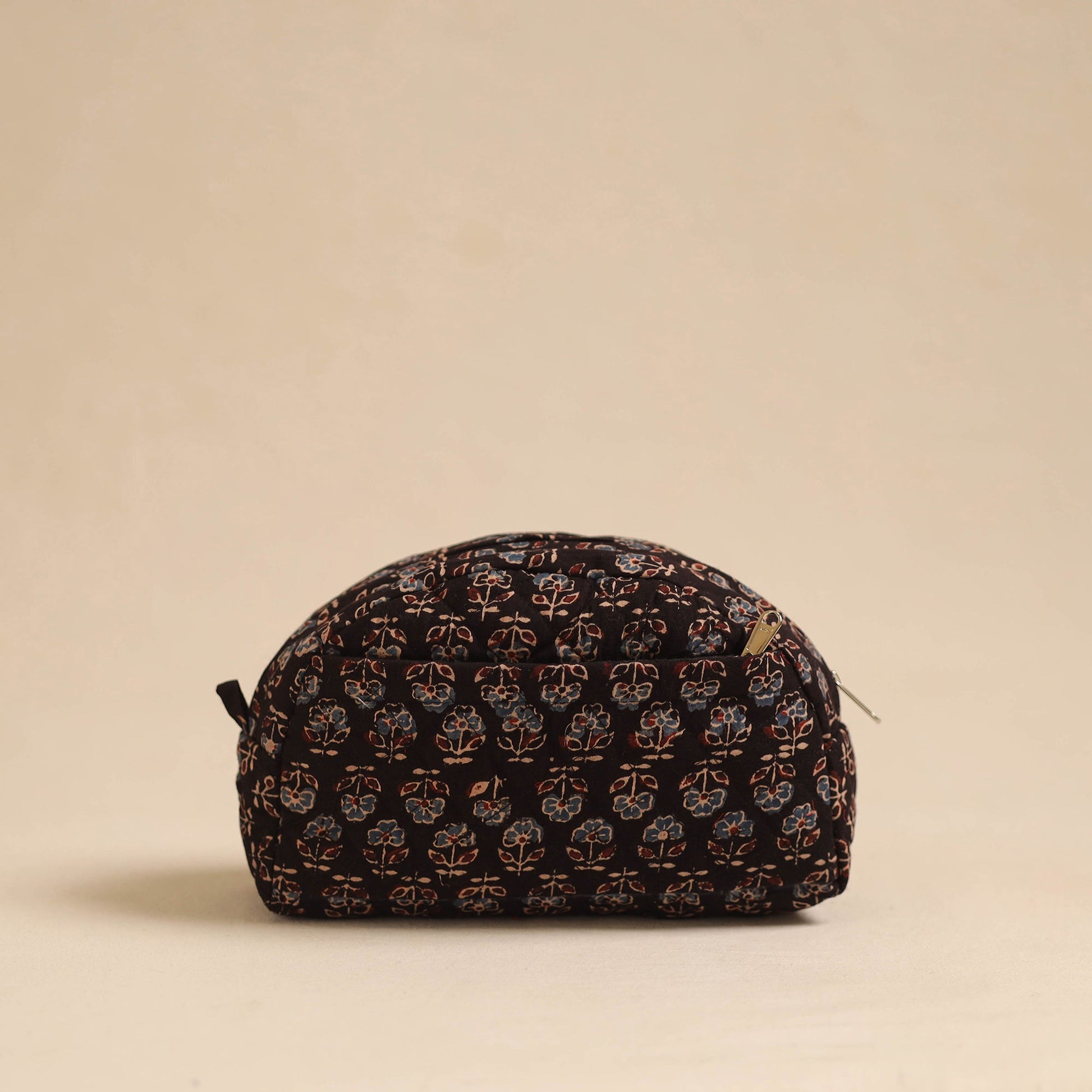 Black - Handcrafted Cotton Quilted Cosmetic Pouch 07