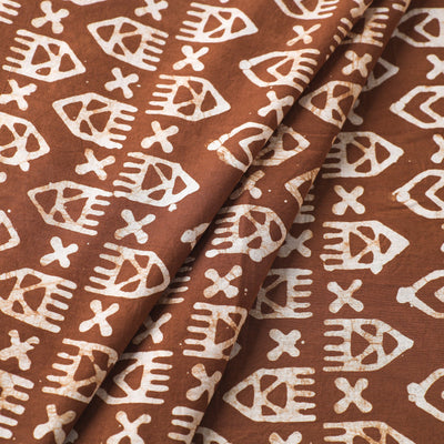 Brown - Hand Printed Cotton Batik Fabric 36