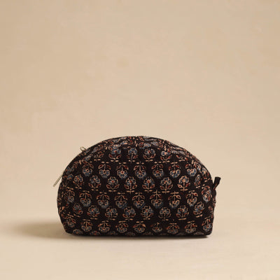 Black - Handcrafted Cotton Quilted Cosmetic Pouch 07
