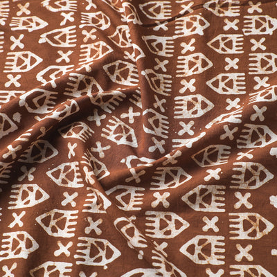 Brown - Hand Printed Cotton Batik Fabric 36