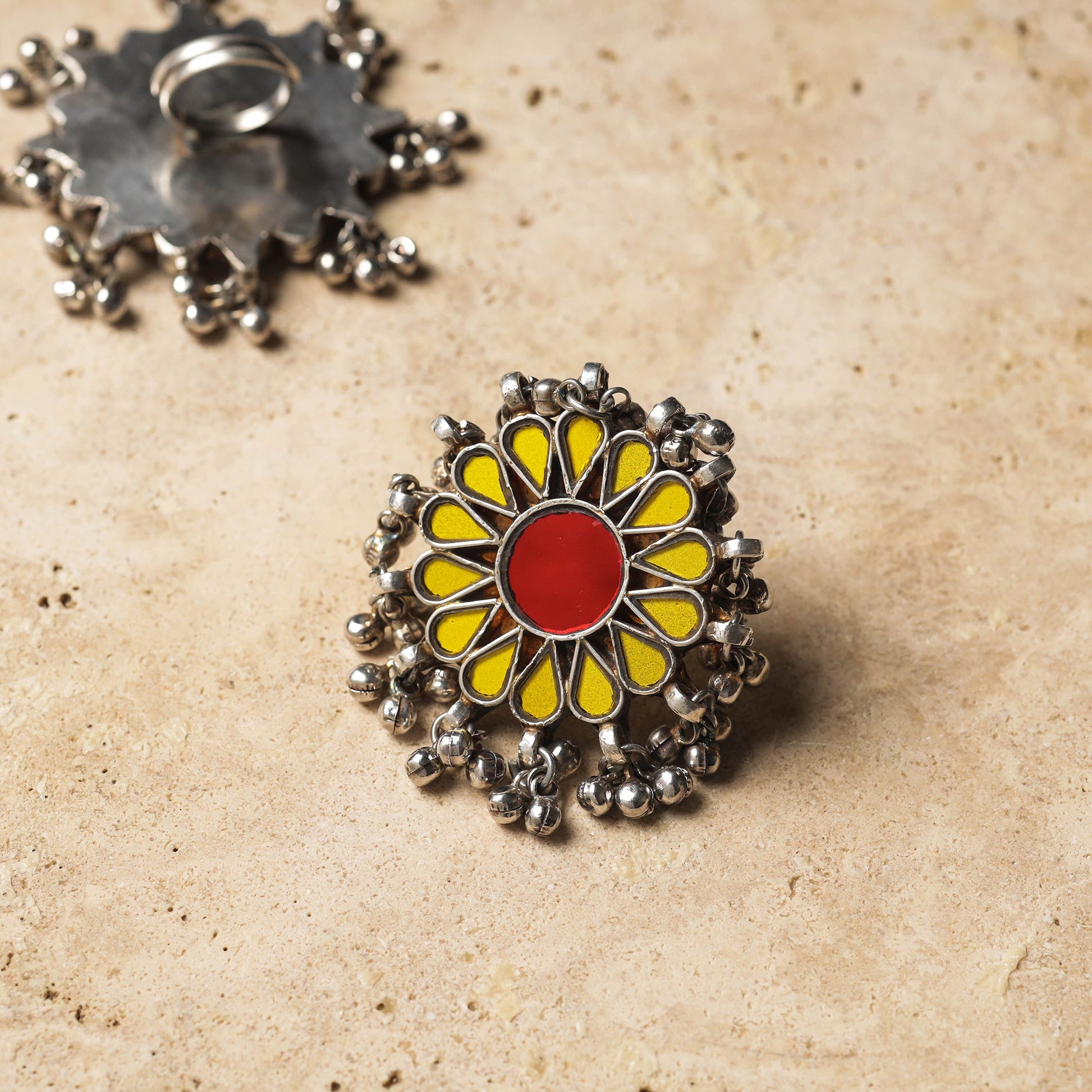Antique Glass Encrusted Tribal GS Ring (Adjustable)