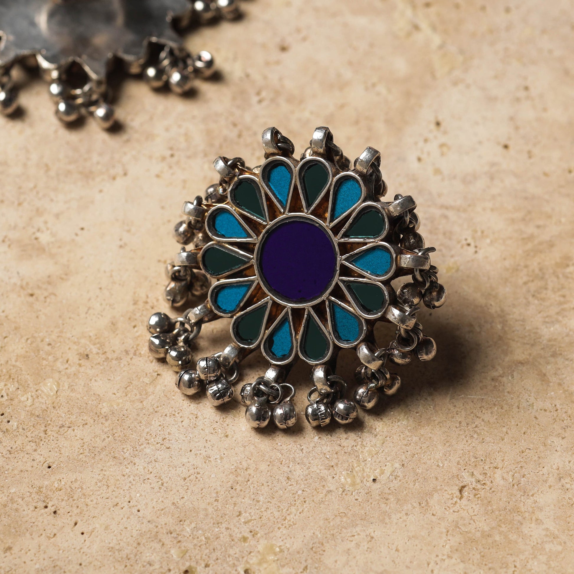 Antique Glass Encrusted Tribal GS Ring (Adjustable)