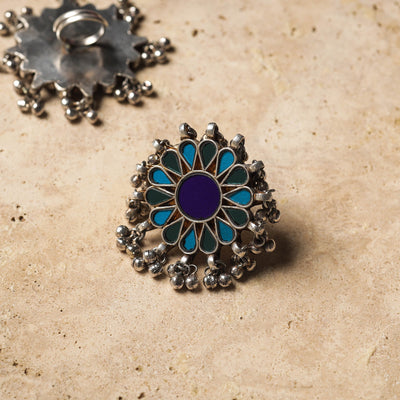 Antique Glass Encrusted Tribal GS Ring (Adjustable)