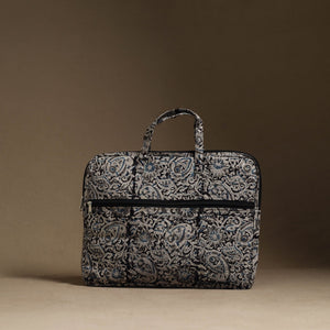 Black - Handmade Quilted Cotton Laptop Bag (13 x 16 in) 07