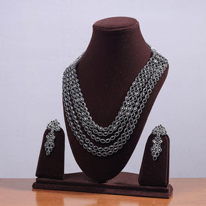 Antique Finish Oxidised White Metal Necklace Set