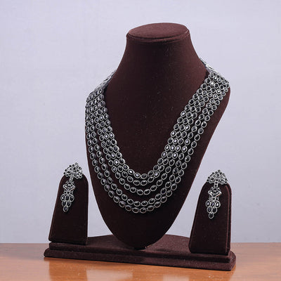 Antique Finish Oxidised White Metal Necklace Set