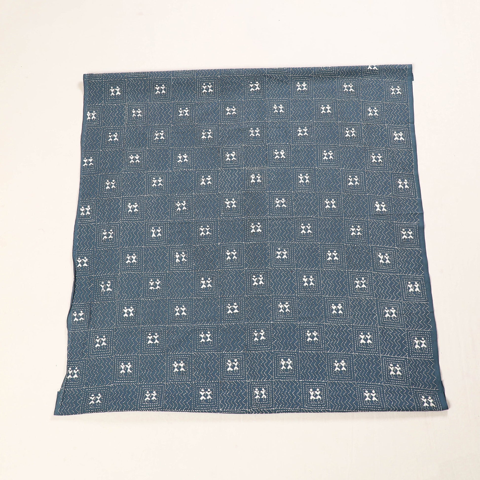 Blue - Bengal Kantha Embroidery Cotton Blouse Piece 88