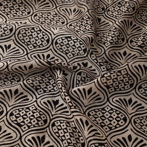 Beige - Hand Block Print Chanderi Silk Bagru Fabric 03