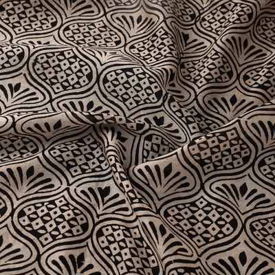 Beige - Hand Block Print Chanderi Silk Bagru Fabric 03