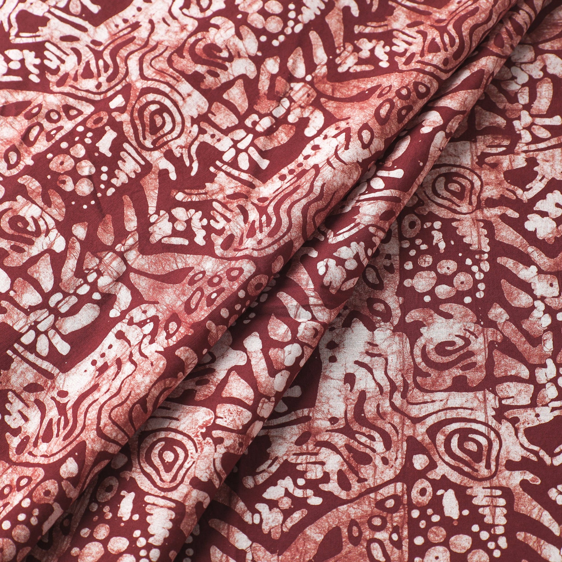 Brown - Hand Printed Cotton Batik Fabric 47