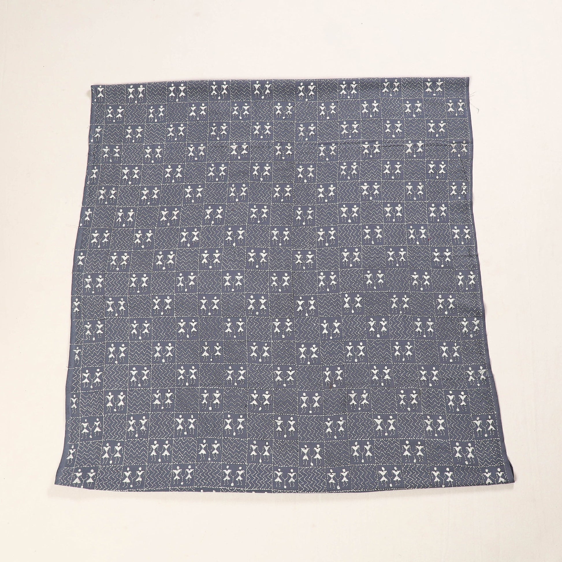 Blue - Bengal Kantha Embroidery Cotton Blouse Piece 87