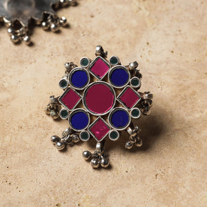 Antique Glass Encrusted Tribal GS Ring (Adjustable)