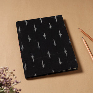 Black - Ikat Fabric Cover Handmade Paper Notebook (9 x 7 in)