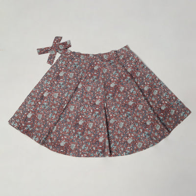 Brown - Sanganeri Block Printed Cotton Wrap Around Skirt 19