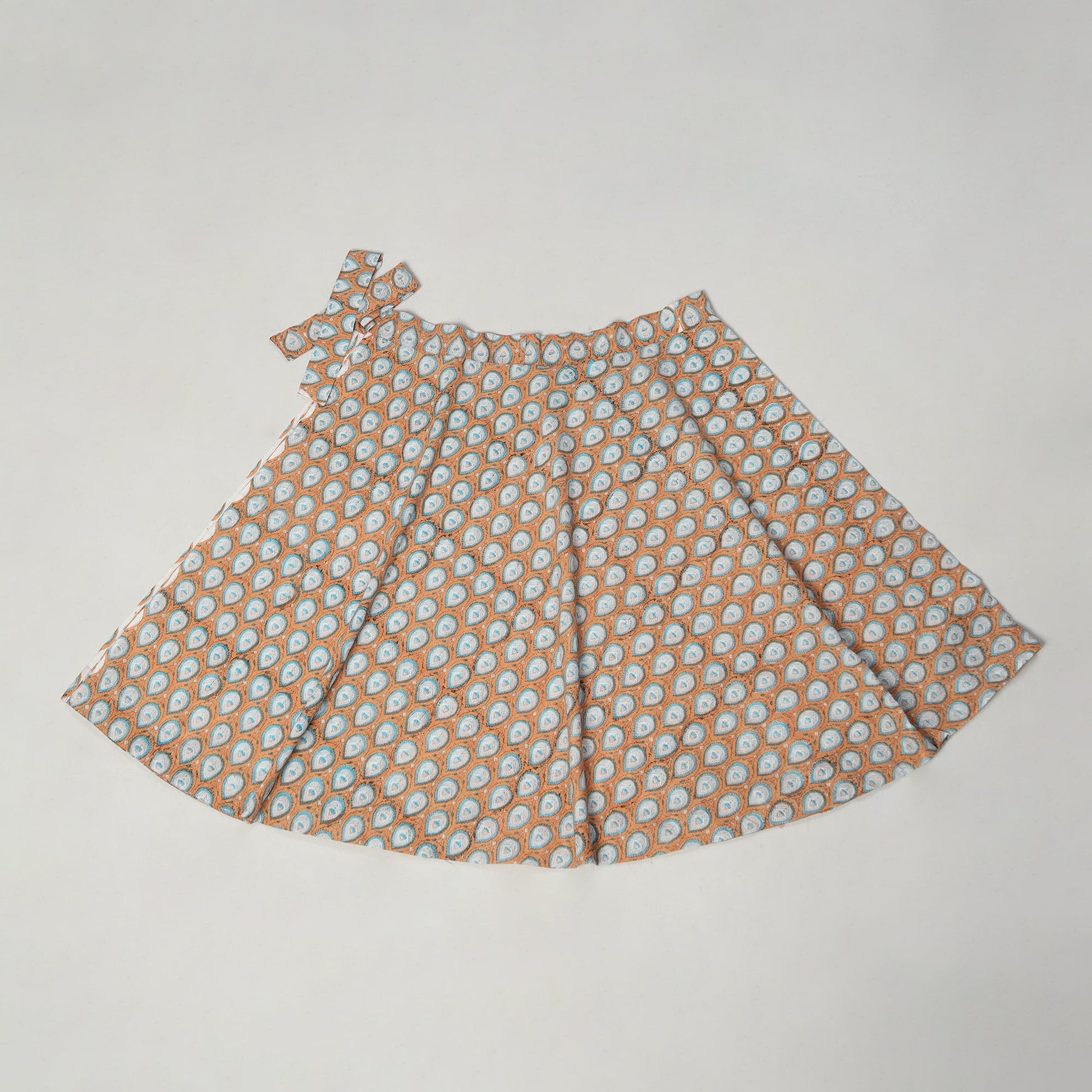 Beige - Sanganeri Block Printed Cotton Wrap Around Skirt 21
