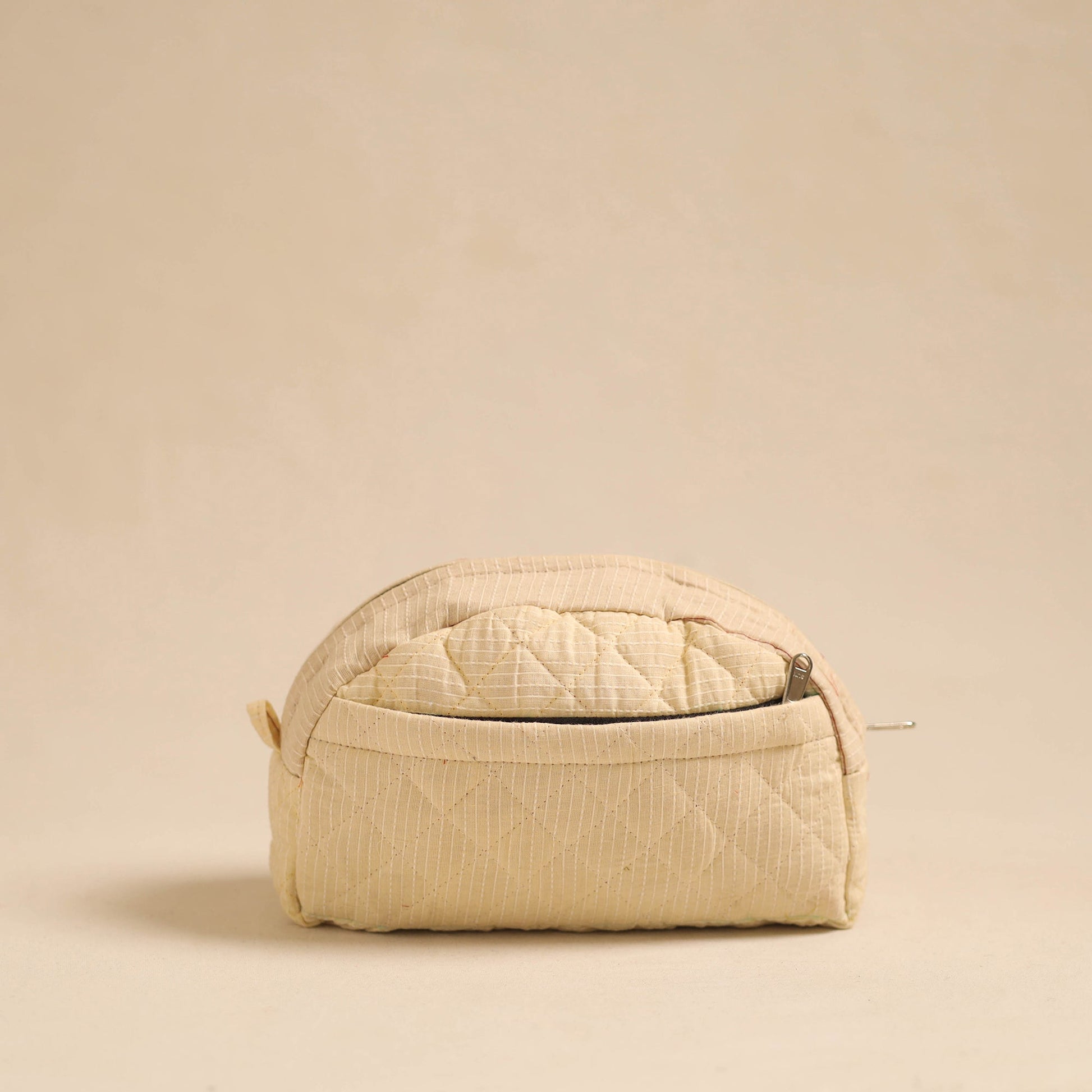 Beige - Handcrafted Cotton Quilted Cosmetic Pouch 18