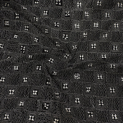 Black - Bengal Kantha Embroidery Cotton Blouse Piece 84