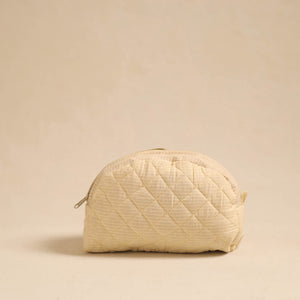Beige - Handcrafted Cotton Quilted Cosmetic Pouch 18