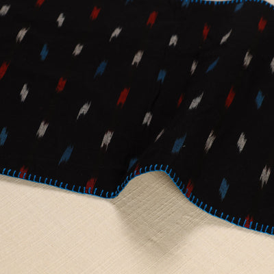 Black - Ikat Cotton Hand Embroidery Table Mat (18 x 13 in) 05