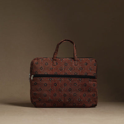 Brown - Handmade Quilted Cotton Laptop Bag (13 x 16 in) 15