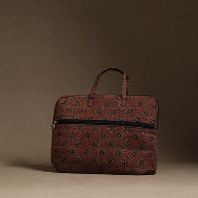 Brown - Handmade Quilted Cotton Laptop Bag (13 x 16 in) 15