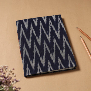 Black - Ikat Fabric Cover Handmade Paper Notebook (9 x 7 in)