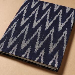 Black - Ikat Fabric Cover Handmade Paper Notebook (9 x 7 in)