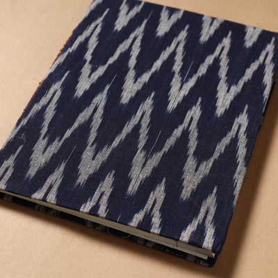 Black - Ikat Fabric Cover Handmade Paper Notebook (9 x 7 in)