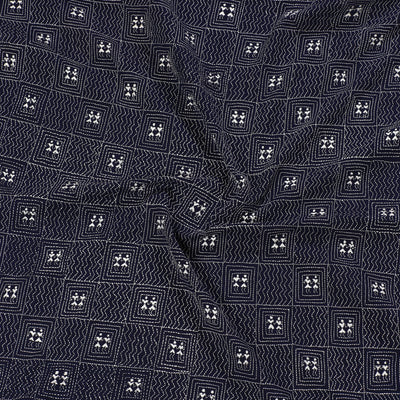 Blue - Bengal Kantha Embroidery Cotton Blouse Piece 82