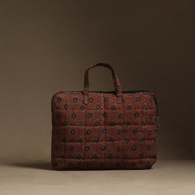 Brown - Handmade Quilted Cotton Laptop Bag (13 x 16 in) 15