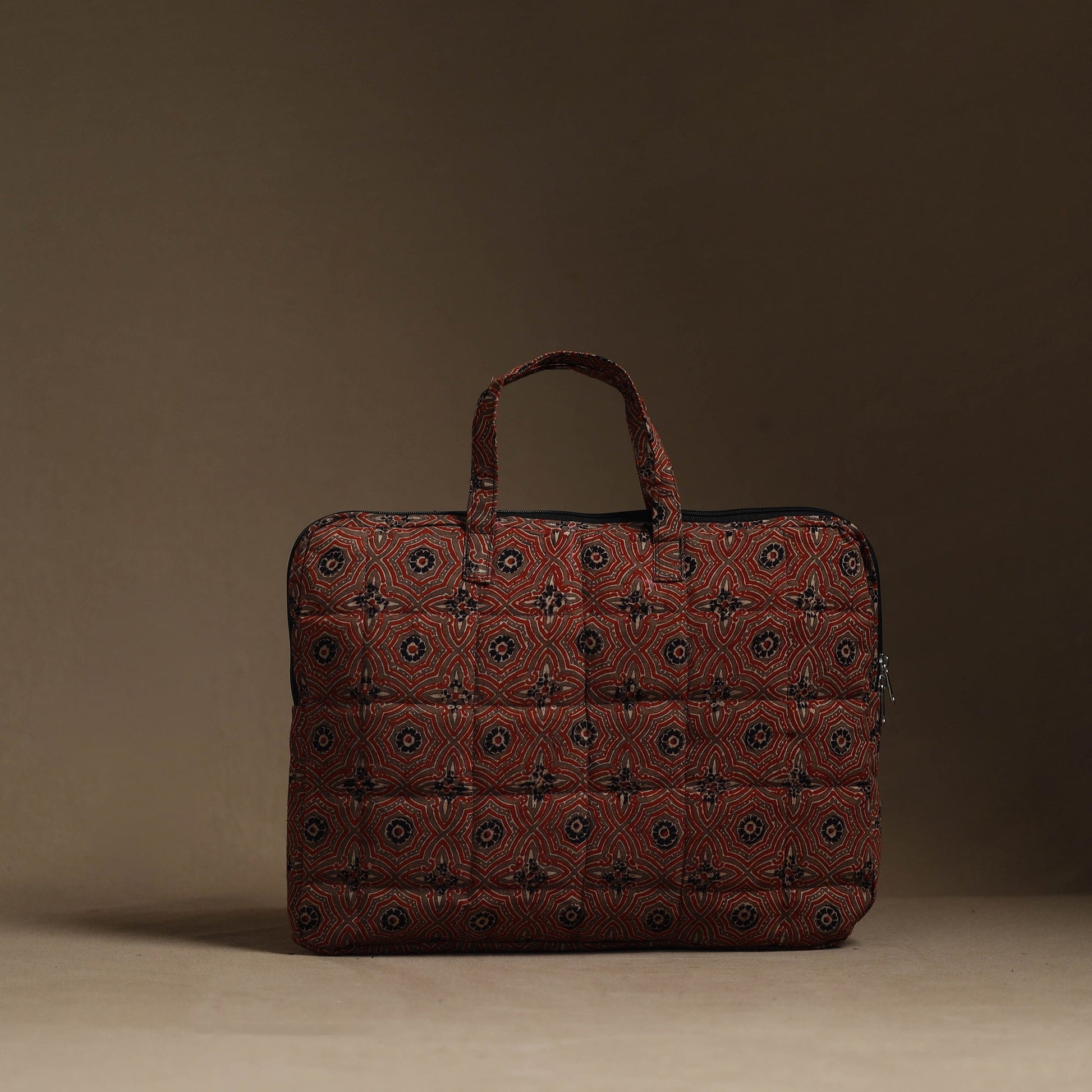 Brown - Handmade Quilted Cotton Laptop Bag (13 x 16 in) 15