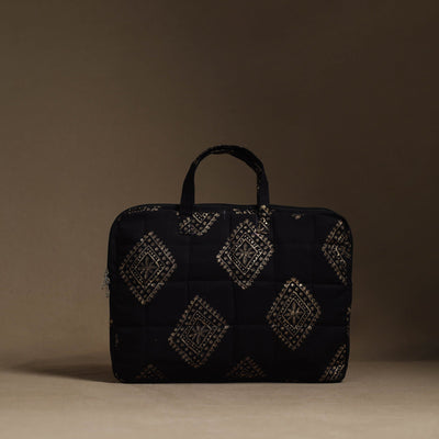 Black - Handmade Quilted Cotton Laptop Bag (13 x 16 in) 16