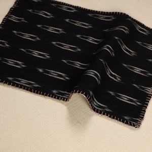 Black - Ikat Cotton Hand Embroidery Table Mat (18 x 13 in) 02